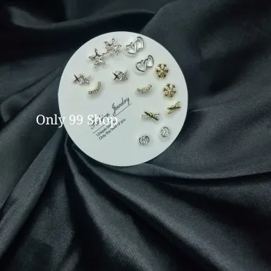 Korean Small Geometric Earrings Set